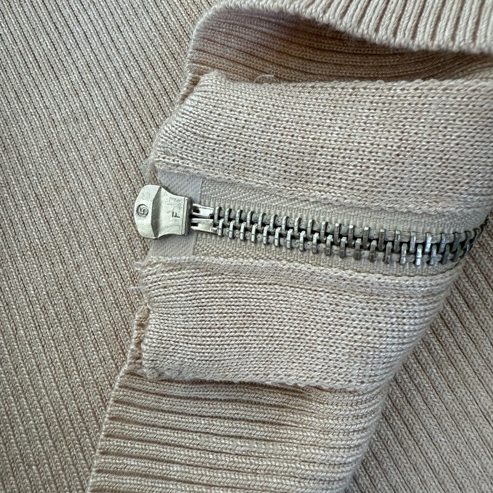 Beige Ribbed Zip-Up Cardigan size medium - Picture 8 of 10